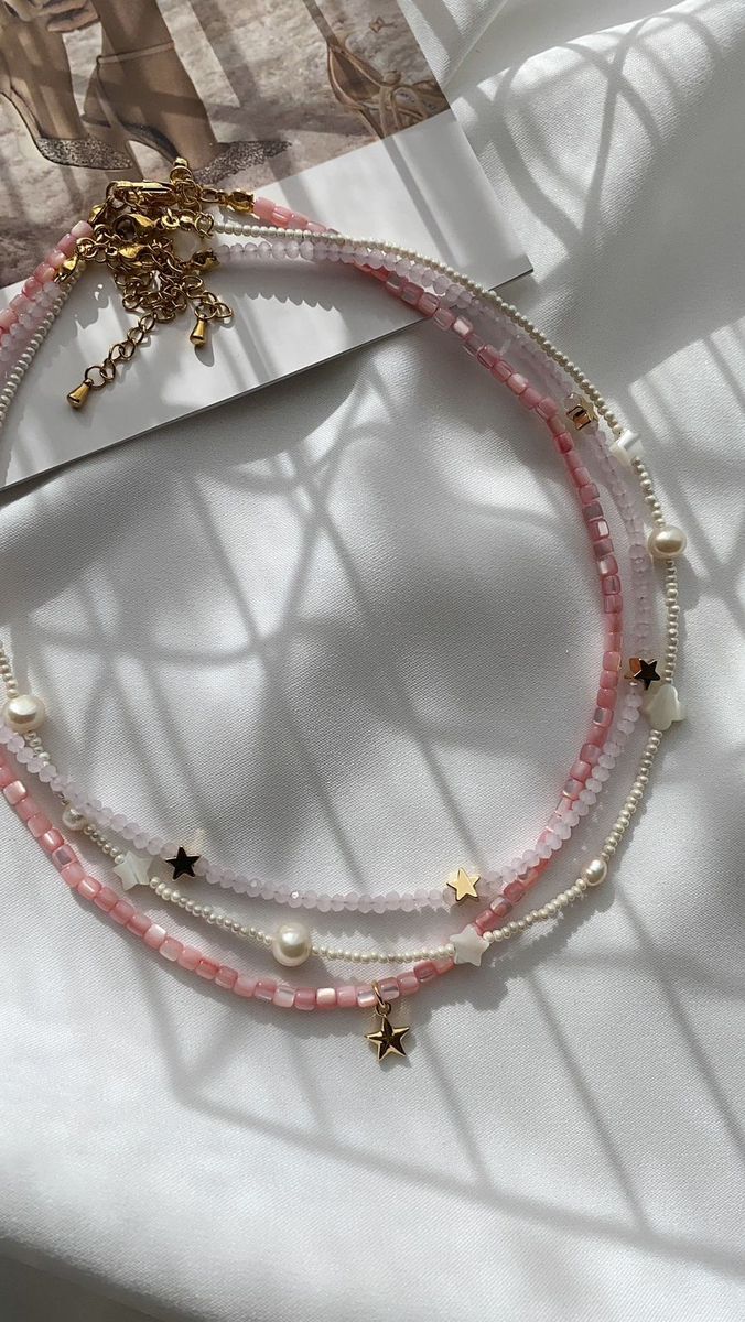 3pcs Baby pink Beaded Neckpiece