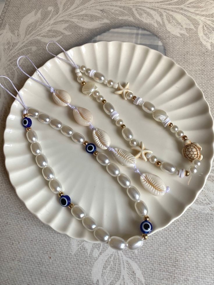 White Pearly Beachy Vibes Phone Charms