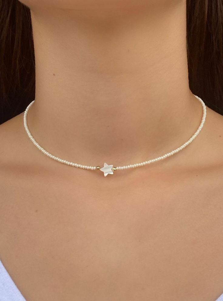 White Beaded Star Neckpiece
